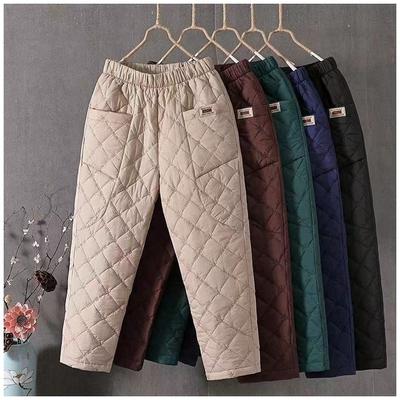 Herbst und Winter Retro-Haremshosen für Damen, gesteppt, dick, warm, locker, große Baumwollhosen, Oberbekleidung, modische Baumwollhosen