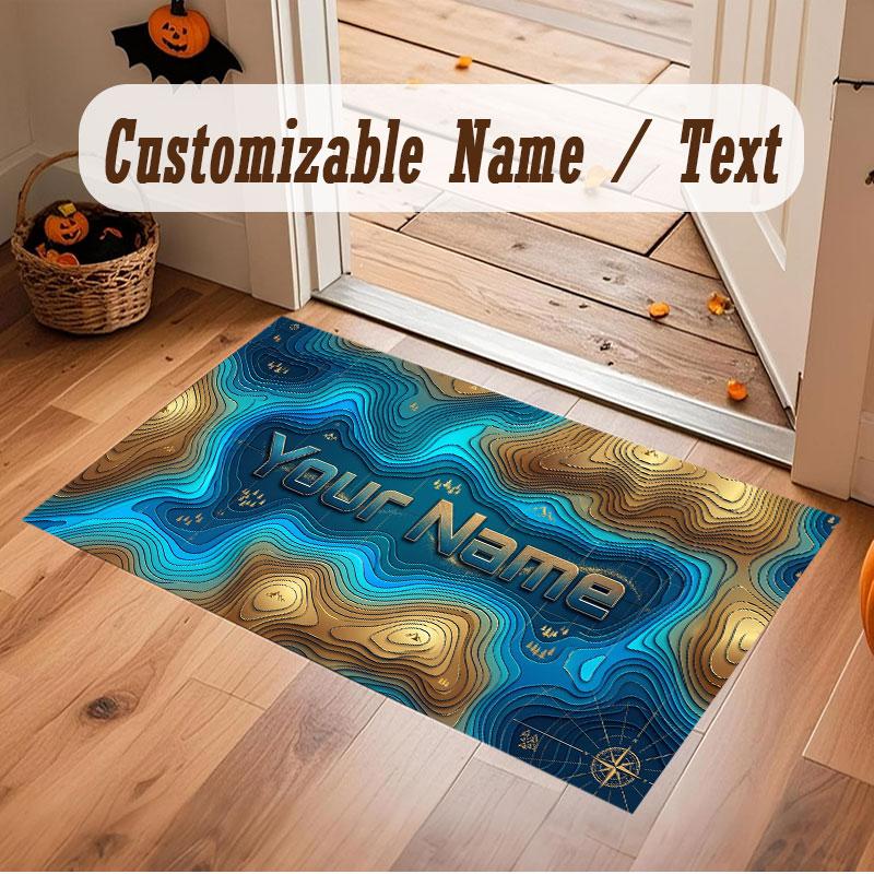 Octopus Sea Life Theme Crystal Velvet Floor Rug Personalized Custom Name Text Warm Carpet Home Decoration