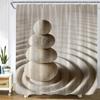 Zen Green Bamboo Shower Curtain Pink Flower Plant Black Stone Spa Garden Scenery Wall Hanging Fabric Bathroom Decor Curtains Set