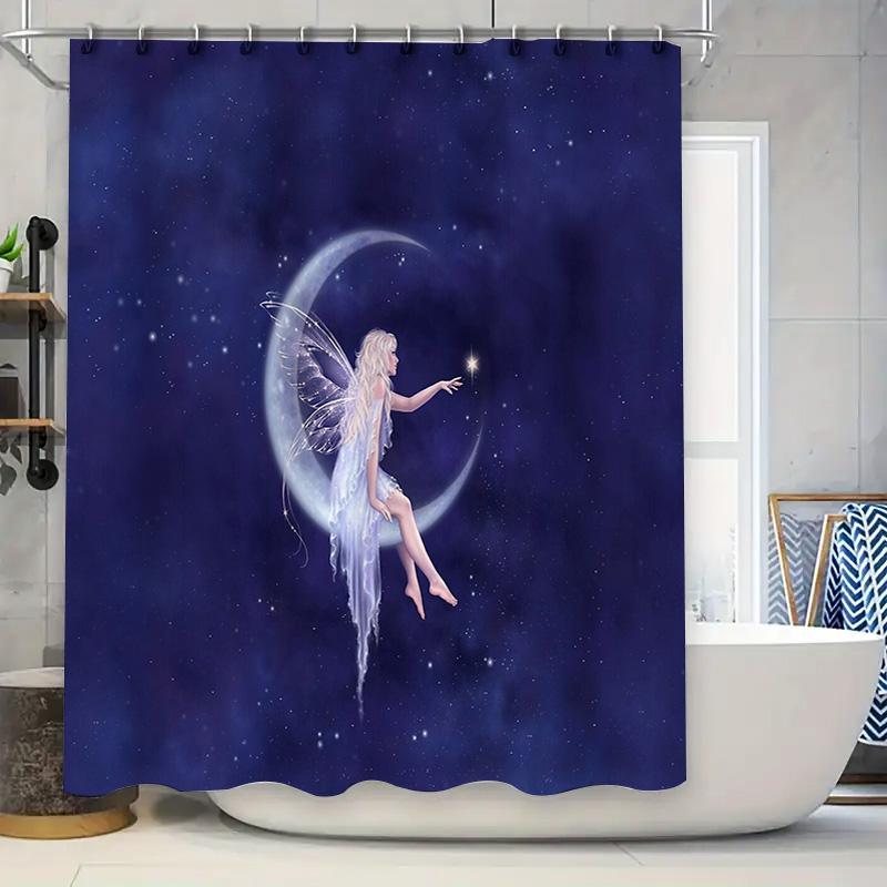 

Fantasy Moon Fairy Shower Curtain Celestial Space Galaxy Decor Bathroom Set Vintage Gothic Art W60H190(CM)-1 Pcs