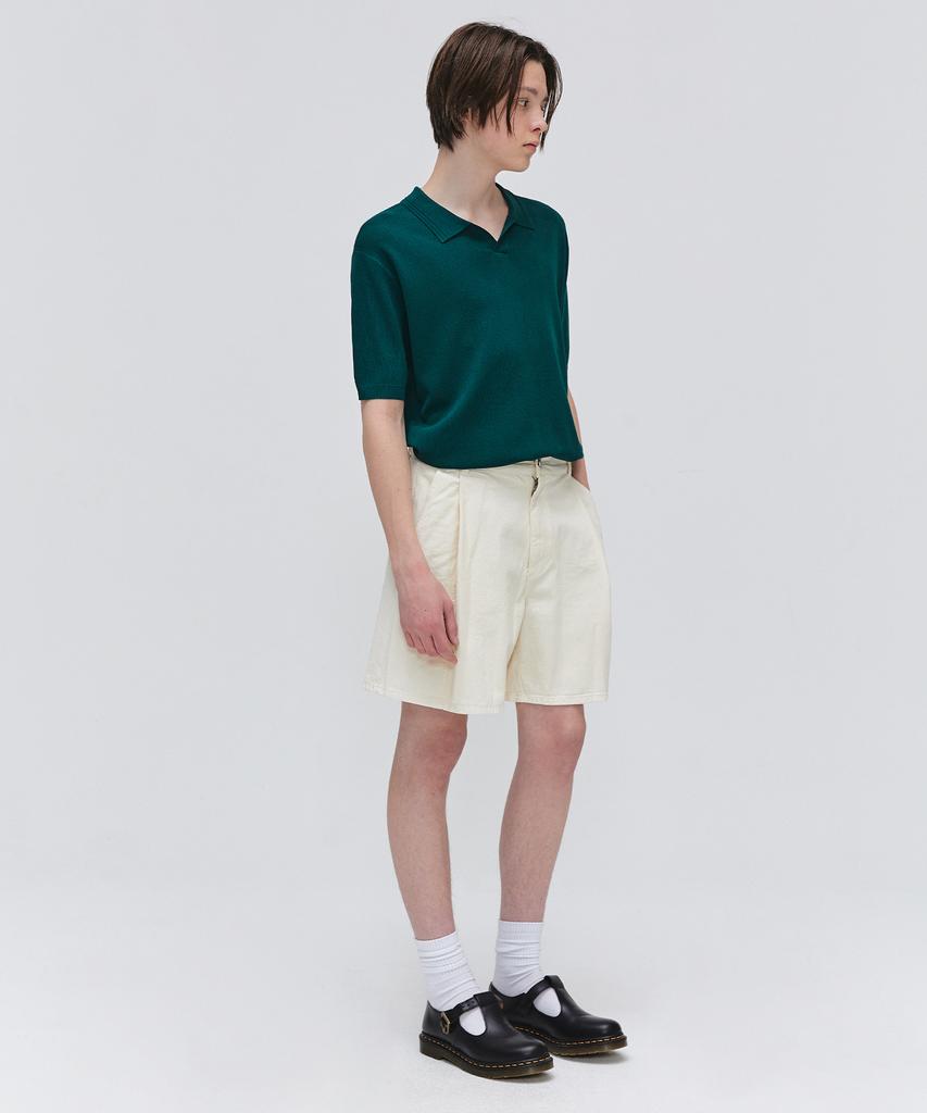 EZIO Open Collar Half Knit_Peacock
