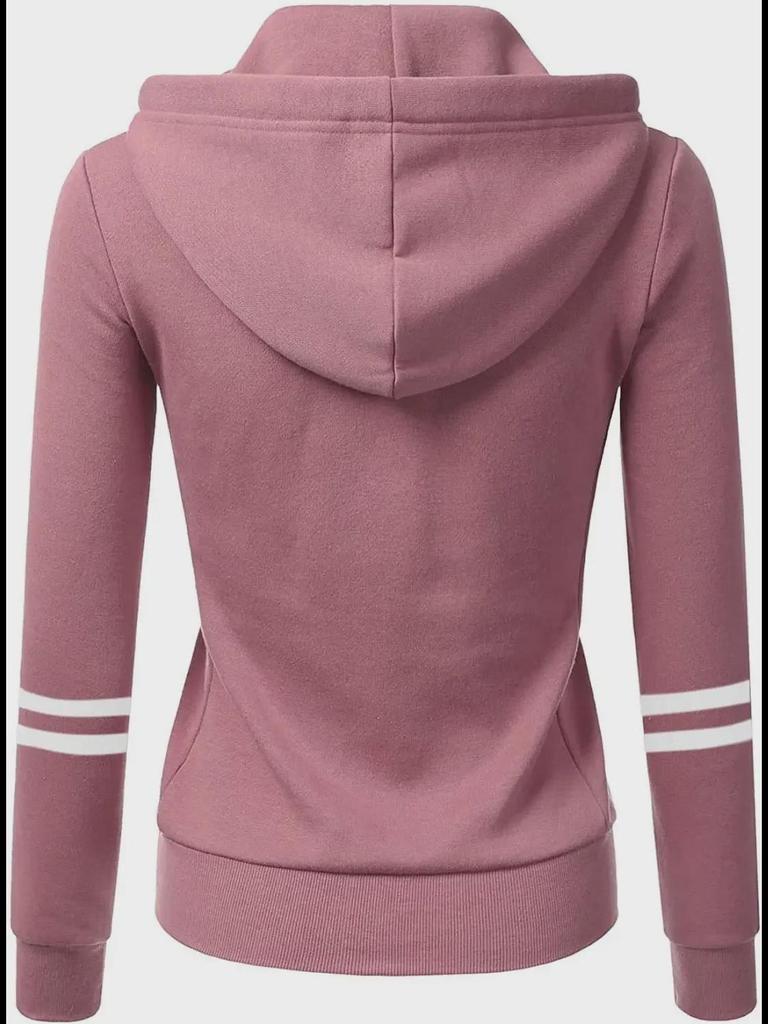 Damen-Strickjacke aus Baumwollfleece mit Kapuze und Reißverschluss für Herbst und Winter