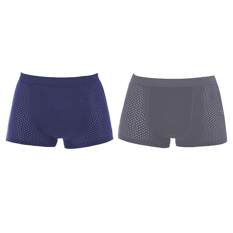 2PCS Men's Panties Men Underwear Boxer Shorts Summer Ice Silk Mesh Breathable High Quality Hole Shorts Male Sexy Underpant