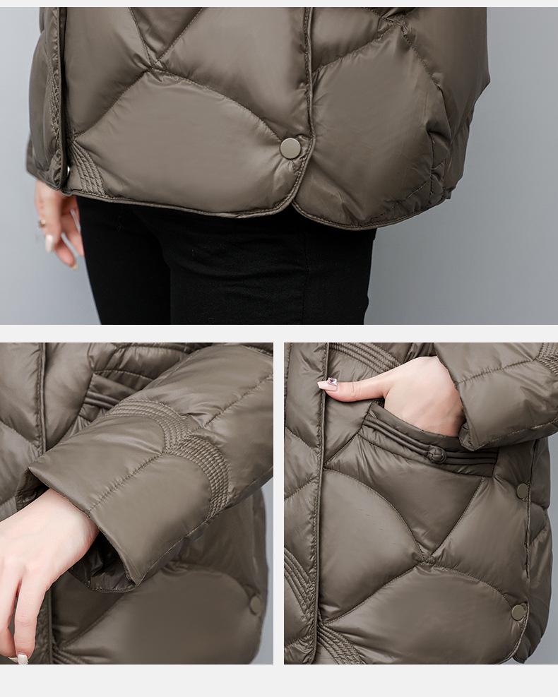 2024 Women's Winter Lightweight Short Down Jacket – Petite, Casual, Stand-Up Collar, White Duck Down