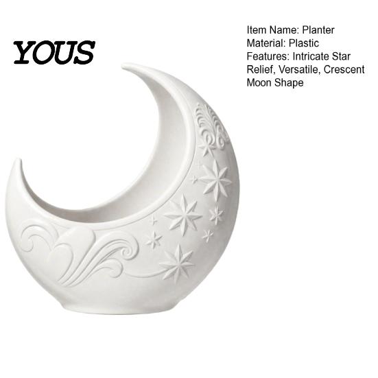 Artistic Moon Star Planter Crescent Planter, Plant Holder, Elegant Unique Shape Flower Pot for Indoor Outdoor Home Decor, Lovers Gift Vine Texture