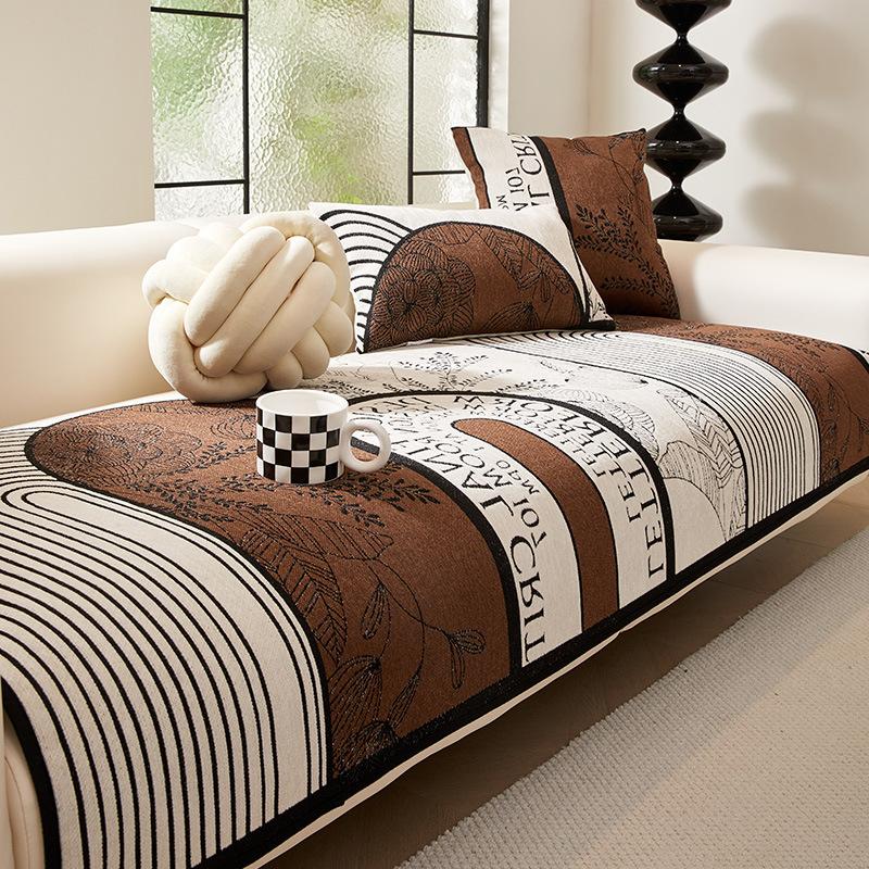 New Chenier Sofa Cover All Seasons Universal Straight Row Cover Light Luxury Premium Special-Shaped Sofa Cushion
