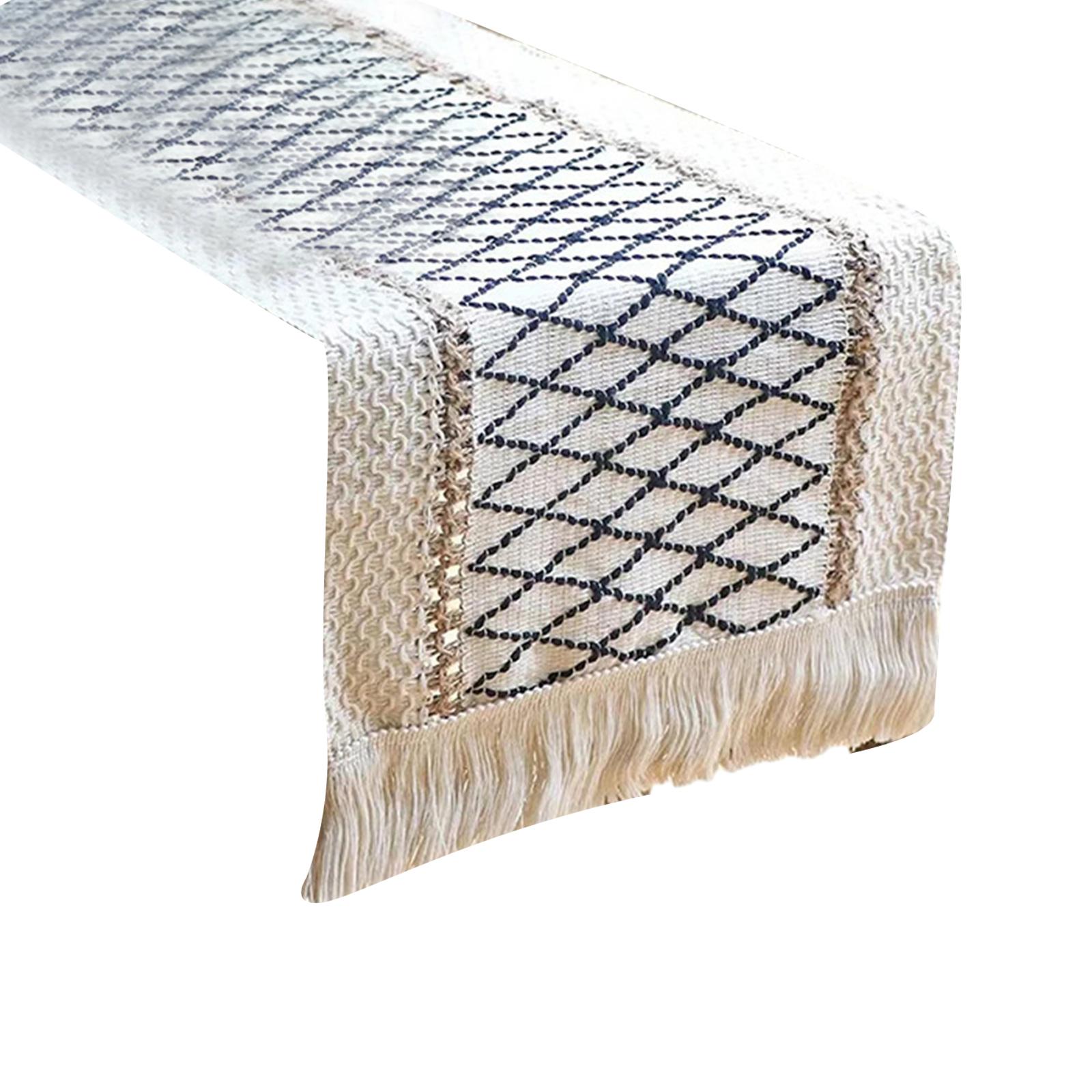 

Скатертина Доріжка на стіл Бавовна Льон Сплайсинг з китицями Настільний прапорець для весілля, дівич-вечора, прикраси 1 чорний