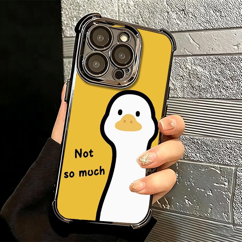 Cartoon Cute Duck Soft Phone Case For iPhone 15 16 17 Air 14 Pro Max 16E Plus 13 12 Mini Plating Anti-Fall Fundas
