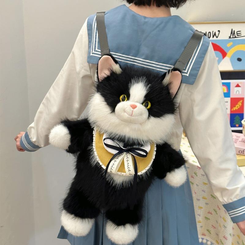 1PC Muppet cat backpack cute doll bag double shoulder plush toy for girlfriend's birthday gift