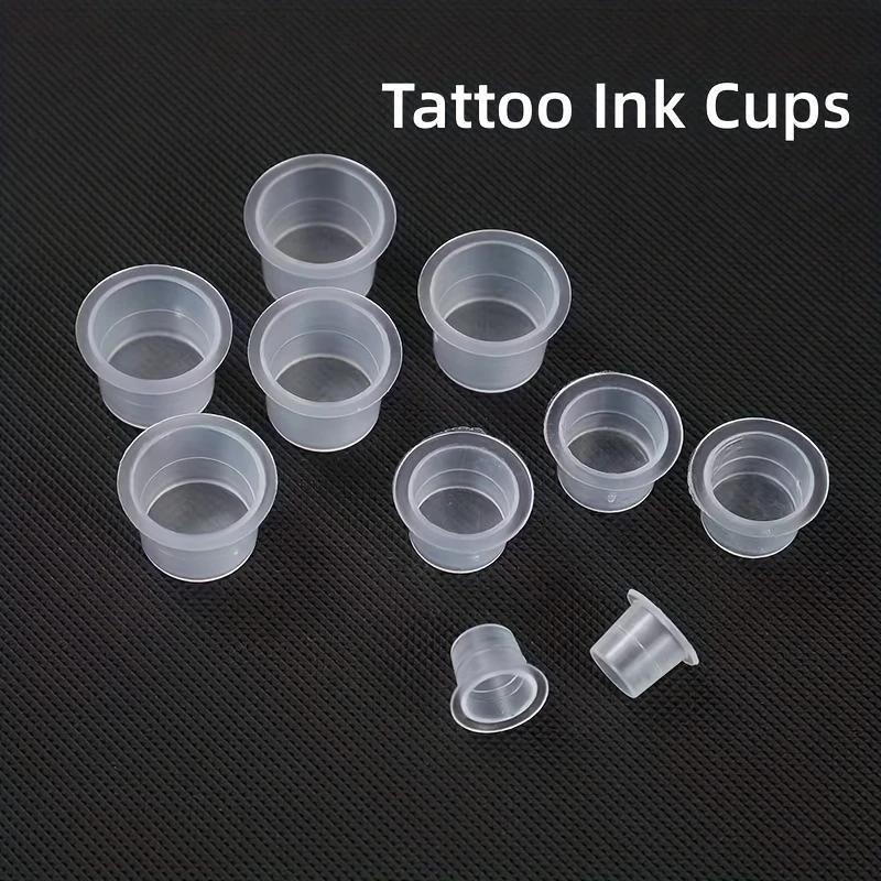 100pcs Disposable Tattoo Ink Cups Plastic Pigment Clear Holder Container Caps Tattoo Permanent Makeup Microblading Supply