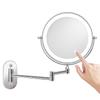 8" Folding LED Wall-Mounted Vanity Mirror, Double-Sided, Lighted, Magnifying, Rechargeable.