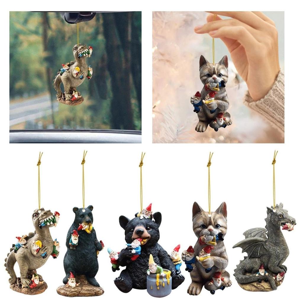 Stylish Retro Doublesided Acrylic Animal Cat Dinosaur Car Accessories Rearview