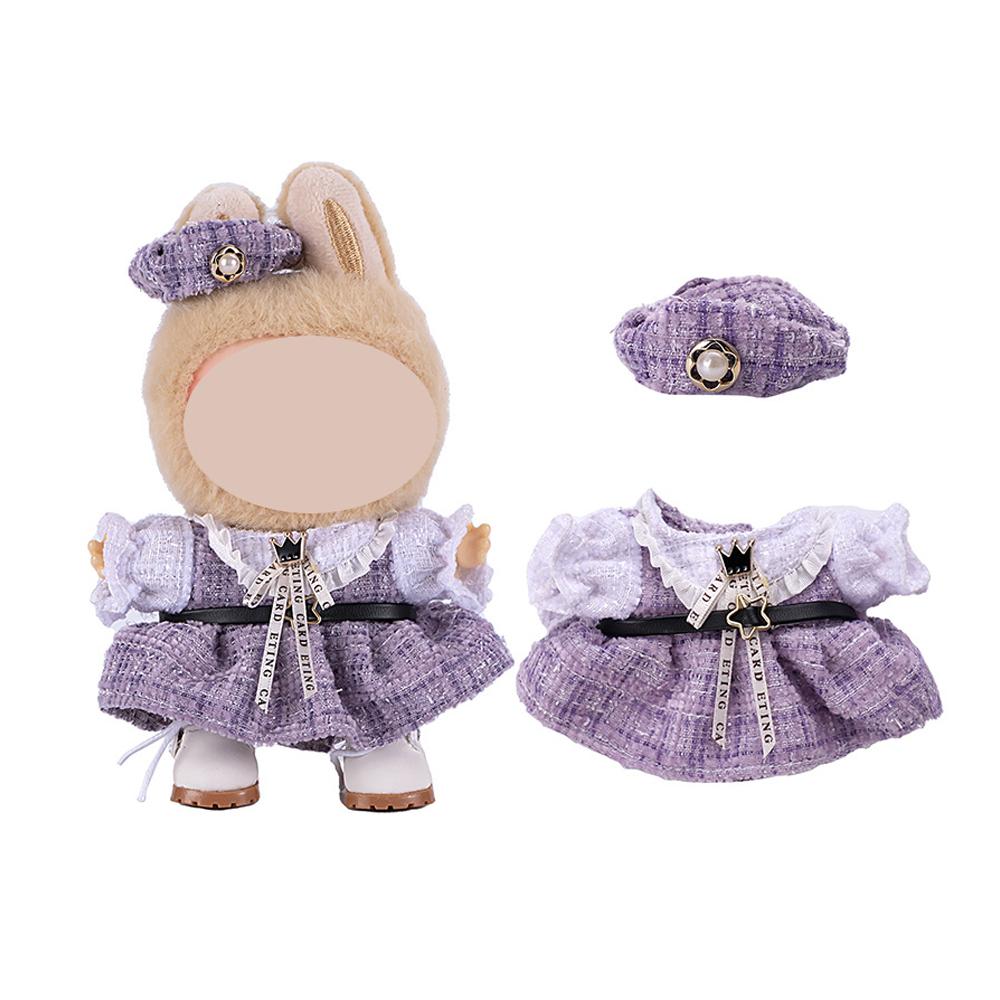 French Style Plush Doll Clothes For 15-17cm Labubu Clothing Accessories Cute Dress Toy Diy Dress Up Outfit Designer Party Gift