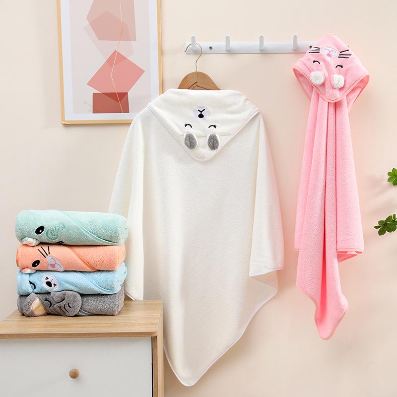 Hooded Quick-Dry Baby Bath Towel & Poncho for Newborns and Kids - Absorbent & Thickened Swaddle