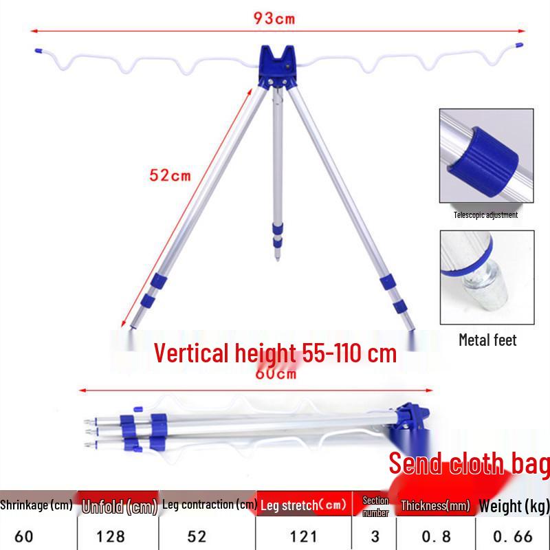 Telescopic Aluminum Surf Rod Holder Tripod for Ground Casting and Raft Fishing
