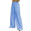 Western Women's Casual Solid Color Drawstring Straight Leg Slight Flare Pocket Casual Pants