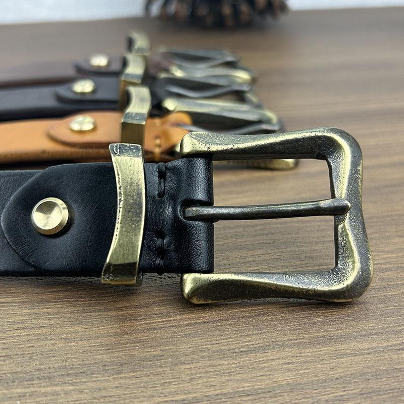 Thickened Belt Retro Copper Buckle Women'S Leather Casual Personality Trendy Belt First Layer Cowhide Jeans With Men