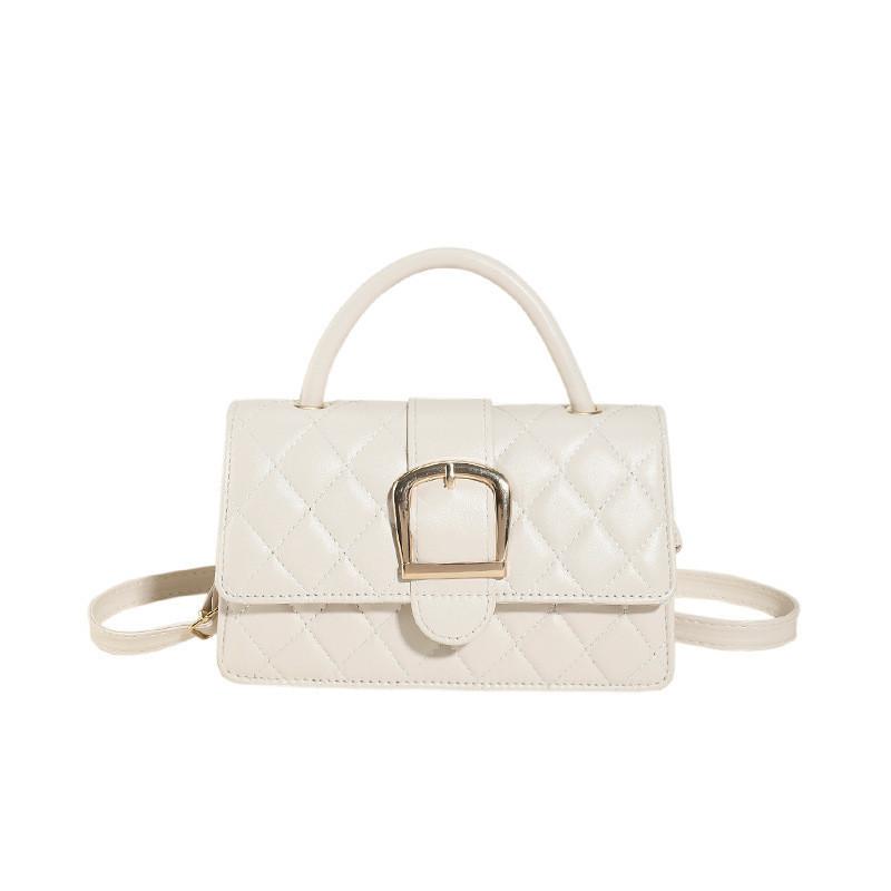 

Fashionable Retro Handheld Pu Small Bag For Women With Stylish Stitching And Quilted Design OffWhite