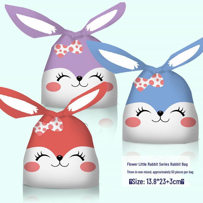 2025 Cartoon Rabbit Ear Plastic Bags for Snacks & Baking - Gift Set of 50