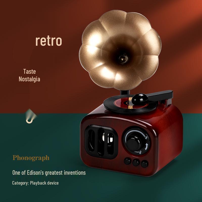 Octave Retro Gramophone Music Box: Vintage Wind-up Display Gift for Girls' Birthday & New Year