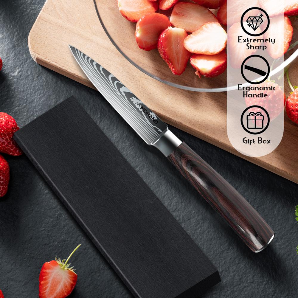 

Professional Kitchen Knives High Carbon Stainless Steel 3.5inch Full Tang Paring Knife Ultra Sharp Japanese Pocket Utility Knife 3.5 inch