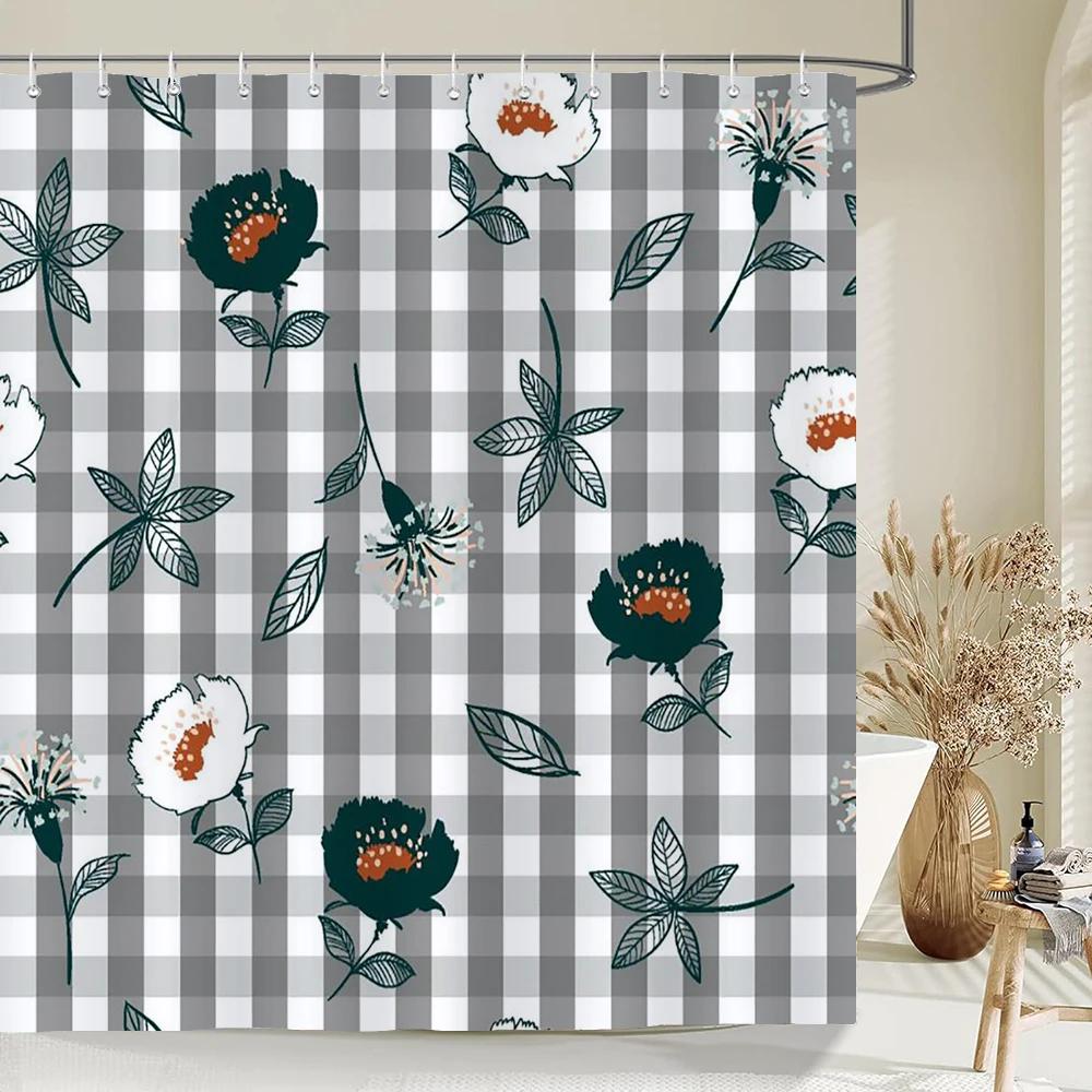 Flower Butterfly Tulip Bath Curtain Waterproof Fabric Shower Curtains Floral Leaf Bathtub Screen for Bathroom Home Decor