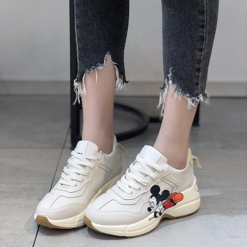 Women's Casual Sports Shoes Autumn New Round Head Splicing Front Lacing Anti-slip Wear-resistant Low-top Shoes