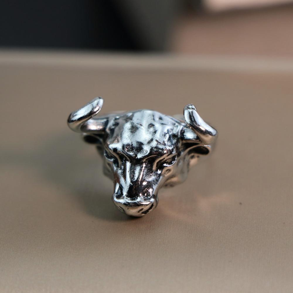 European and American Men's Trendy Metal Ring, Retro Style Cool and Handsome Design Totem Geometric Men's Ring