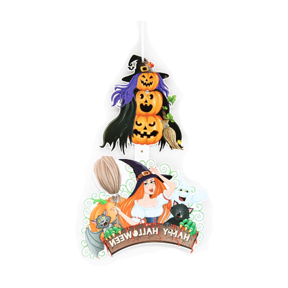 Halloween Decorative Pull Flags with Bats, Skeletons, Ghosts, and Pumpkins - Colorful Festive Styles.