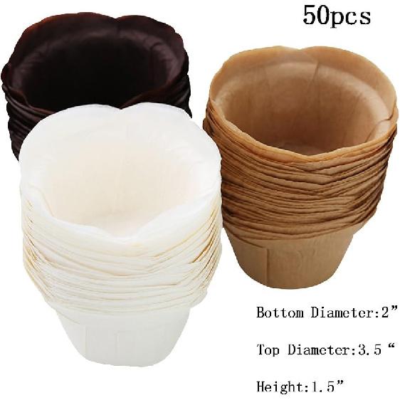 Cupcake Liners Baking Muffin Paper Baking Cups for Weddings, Birthdays, Baby Showers (White 50pcs)