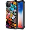 Case Compatible with iPhone 13, Stained Glass Mosaic Fiesta Fun, Tempered Glass + TPU Hybrid Case with Shock-Absorbent and Camera Protector