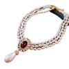 French Light Luxury Diamond-encrusted Artificial Pearl Necklace Retro Court Style Collarbone Chain Niche High-end Jewelry Women