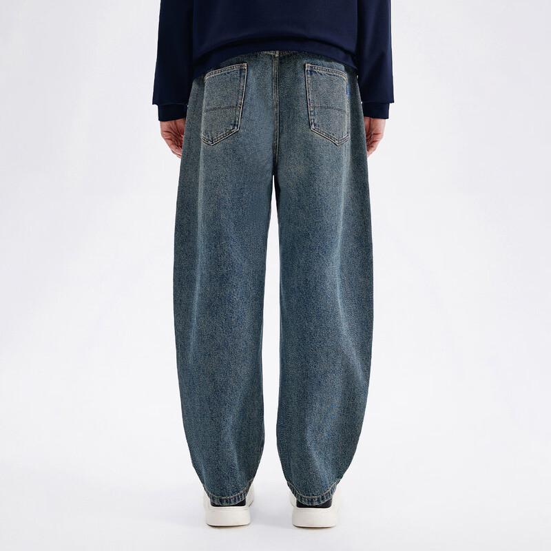 NVG.YOUNG Men's Loose Fit Curved Denim Jeans