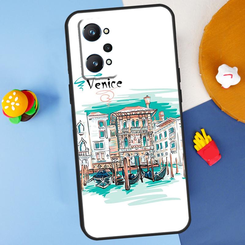 Travel italy Street Venice For Realme GT 6 6T 5 GT7 Pro C61 C75 C55 C51 C21Y C25S C67 C53 13 12 10 11 14 Pro Plus Case