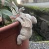 Blomsterpotte Figur, Elefantform, Dekorativ Udskåret Ornament, Unik Borddekoration til Hjemmekontor Balkon Have