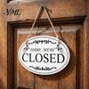 Outdoor Business Hours Sign Wooden Open Closed Sign, Double-Sided Hanging Door with Vintage Plaque Frame, Waterproof Storefront Indicator, Retro Shop