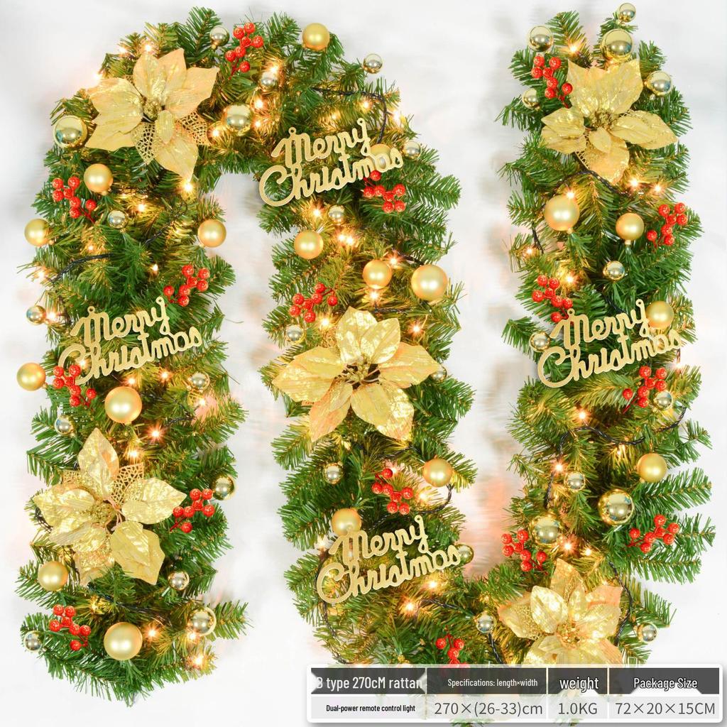 Christmas Glimmer: Garland Set for Tree, Window, and Fireplace with Flocked Leaf Ornaments