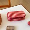 New Red Plaid Cosmetic Bag Women's Large-capacity Portable Travel Toilet Bag Cosmetics Portable Storage Bag
