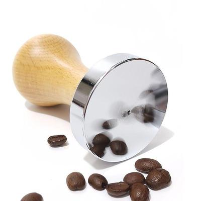 58 mm 53 mm 51 mm Kaffepresse med Håndtak i Hardtre og Flat Base i Rustfritt Stål
