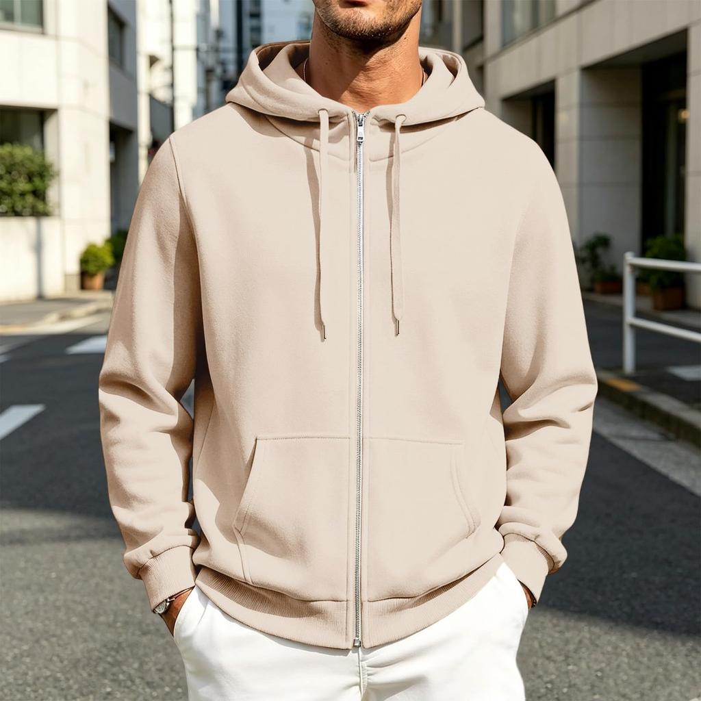 Men's Casual Zip-Up Hoodie Sweatshirt Jacket with Pockets