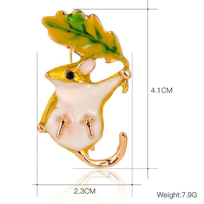 Broche Souris Cartoon Feuille Levée Personnalité Tout Corsage Manteau Manteau Femmes Accessoires Broche Zodiaque