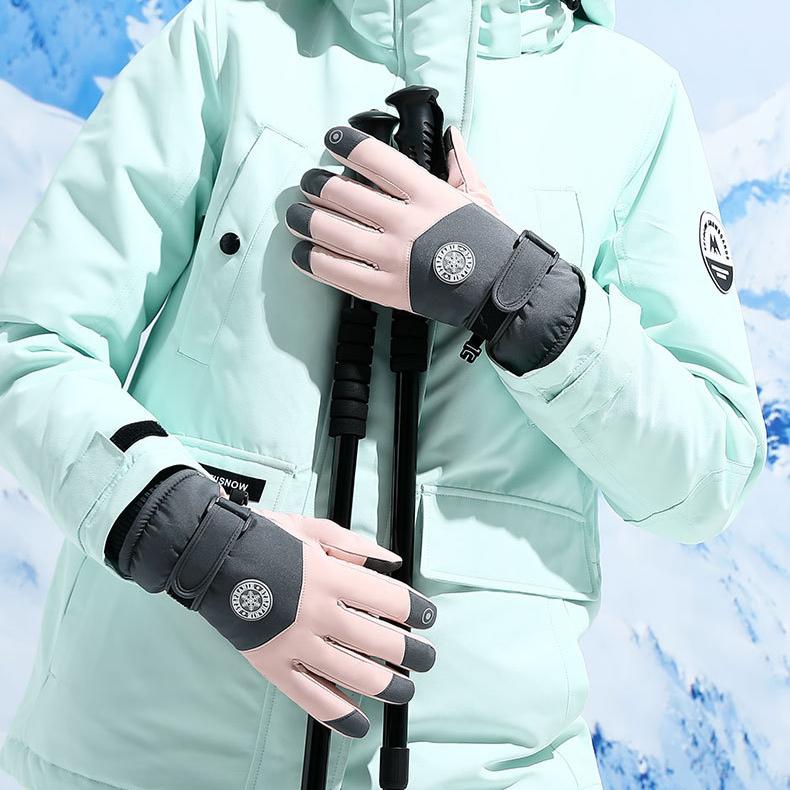 Ski Gloves Winter Warm Gloves Men's and Women's Cycling Gloves Thickened Finger Touch Screen Hiking Couple Anti Slip and Windproof Gloves