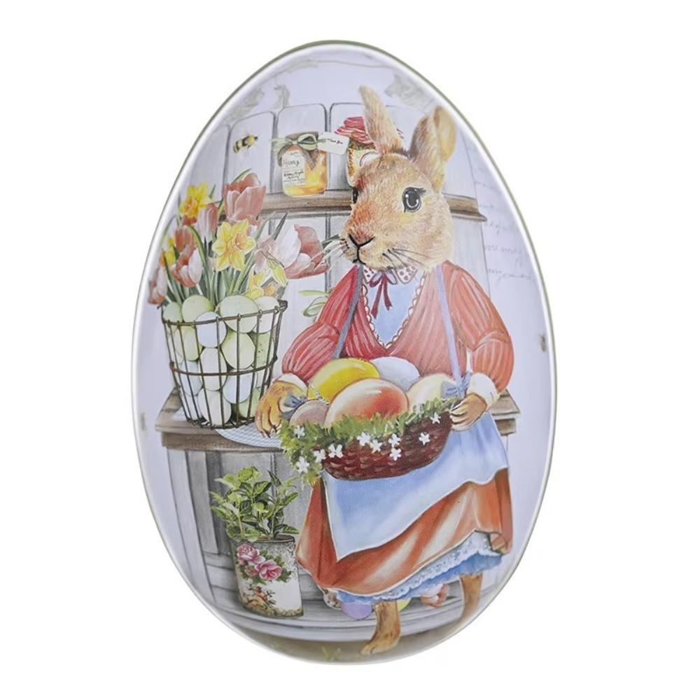 Painted Eggshel Packaging Candy Box Egg Shape Metal Tin Cans Fillable Tin Boxes  Party Accessory