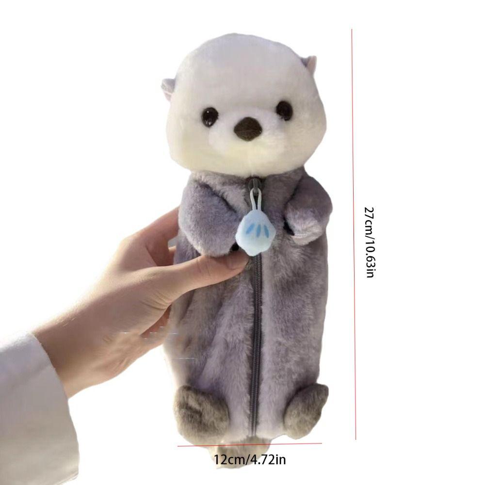 Animal Shape Plush Doll Pencil Bag Enhydra Lutris Makeup Bag Fashion Cute Storage Bag  Student