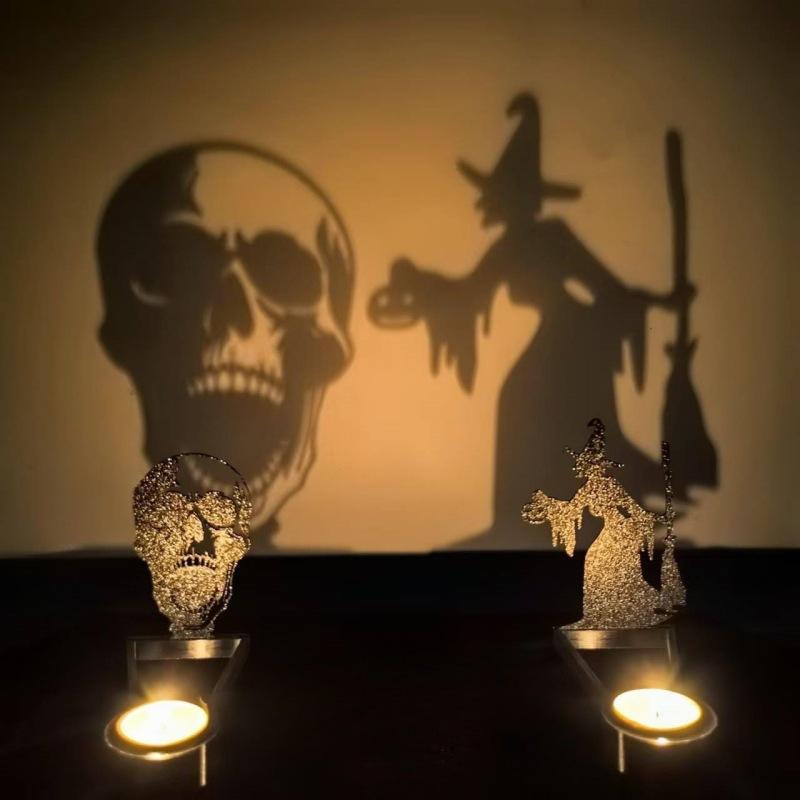 Halloween Decoration 2025 Decorative Candle Holder Scary Candlestick Ornament Desk Accessorie Room Decor Halloween Accessorie
