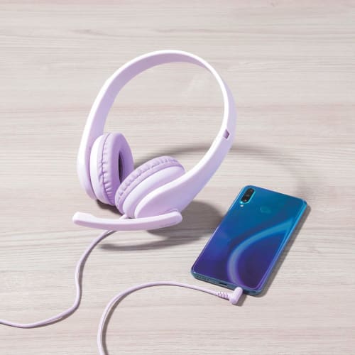 ELECOM Headphones for Children [3.5mm Connection 4 Poles] with Rotating Microphone Arm Purple HS-KD01TPL Width 121 X Depth 43 X Height 122 Mm (cable N