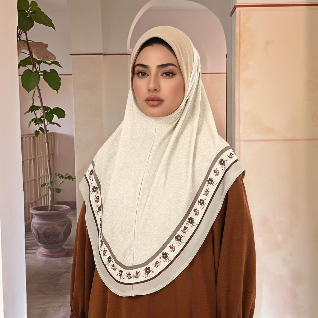 Modischer Chiffon Sofort-Hijab Vollabdeckung Kopf Damen Weicher Chiffon Amira Schal Islamische Frau Ramadan Kopftuch Bedruckter Turban