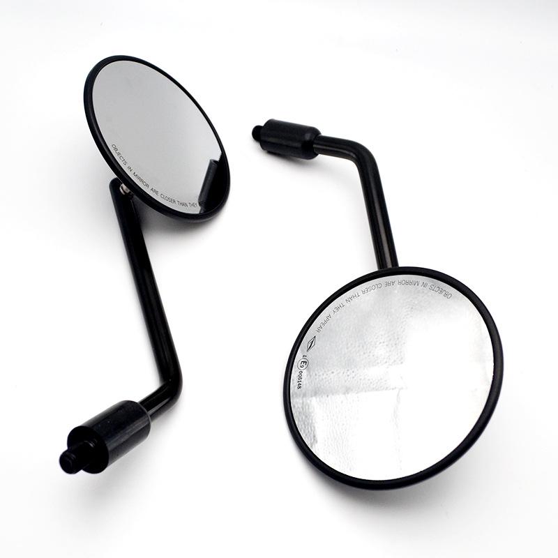 Retro Round 10mm Right-Hand Thread Motorcycle Rearview Mirror with Iron Rod for M10