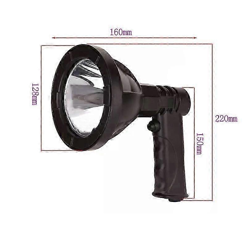 Super Bright Portable Spotlight Hunting Light 12V 25W Handheld Searchlight Rechargeable Work Light Lamp 4inch Black Color Less