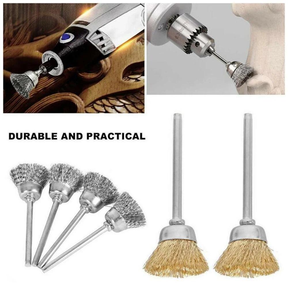 60PCS Stainless Steel Wire Brush Wheel Cup Brush Set Wire Drill Brush Set Cleaning Deburring Tool for Removal of Rust Paint